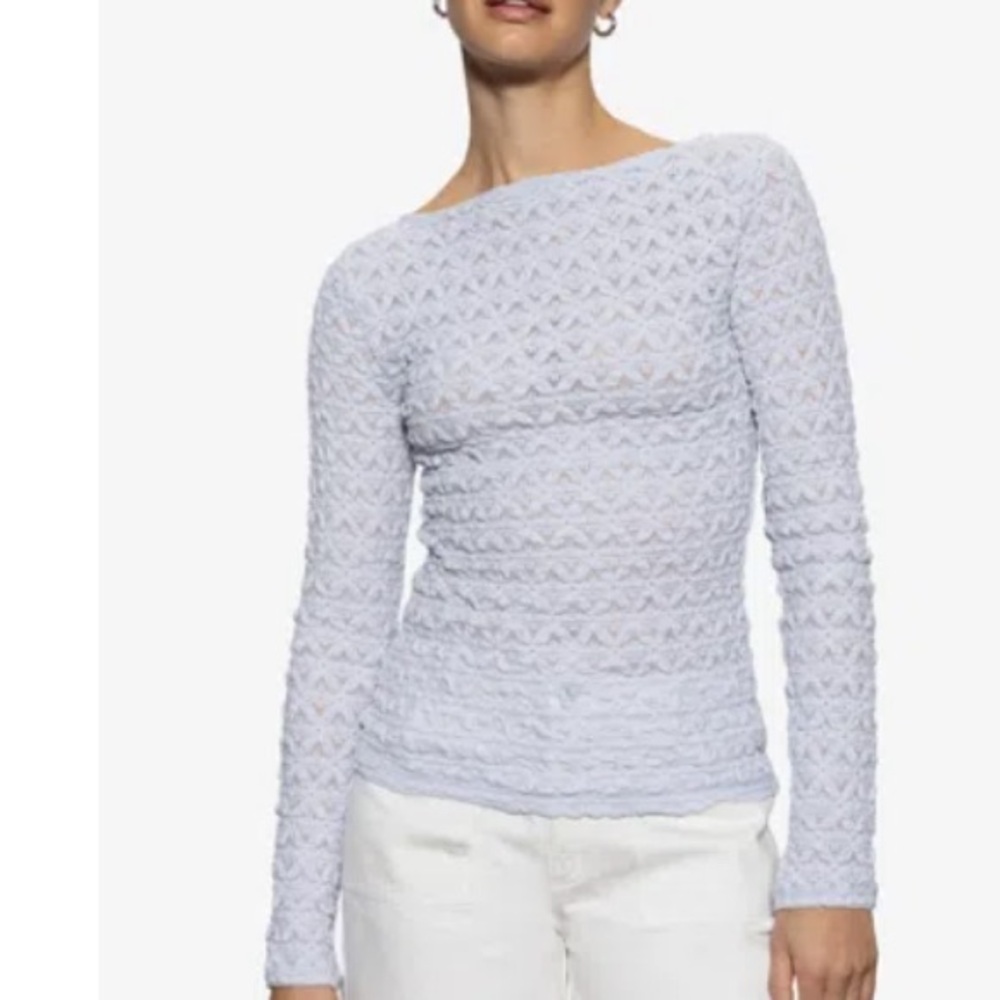 Sanctuary Women's Sky Blue Lace Long Sleeve Top NWT XS